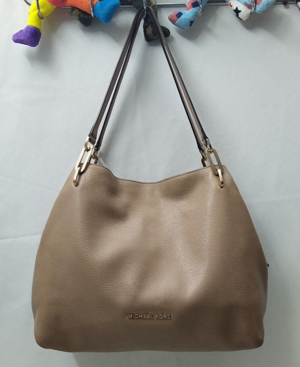 Michael Kors Raven Brown Leather Double Handles Shoulder Bag